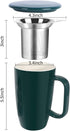 Sunddo Porcelain Tea Mug with Infuser and Lid, 15 OZ, Jade