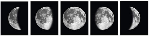 5 Pieces Moon Wall Decor - Black and White Canvas Print Artworks Lunar Moon Wall Art Abstract Prints Poster for Office Dorm Living Room Bedroom Decoration Unframed Paintings Home Decor