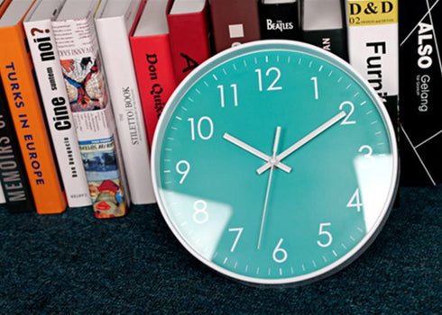 Modern Simple Wall Clock Indoor Non-Ticking Silent Sweep Movement Wall Clock for Office, Bathroom, Living Room Decorative 10 Inch Teal