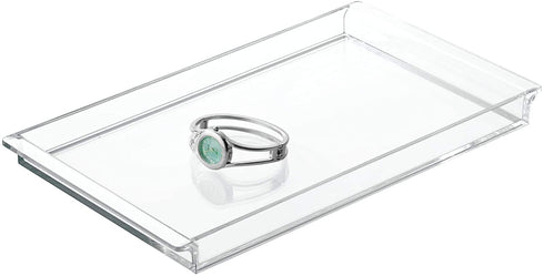 iDesign - 38480 Clarity Plastic Vanity Tray, Non-Slip Guest Towel Board for Bathroom, Kitchen, Office, Craft Room, Countertops, 12" x 7" x 1", Clear