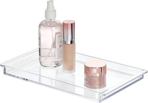 iDesign - 38480 Clarity Plastic Vanity Tray, Non-Slip Guest Towel Board for Bathroom, Kitchen, Office, Craft Room, Countertops, 12" x 7" x 1", Clear