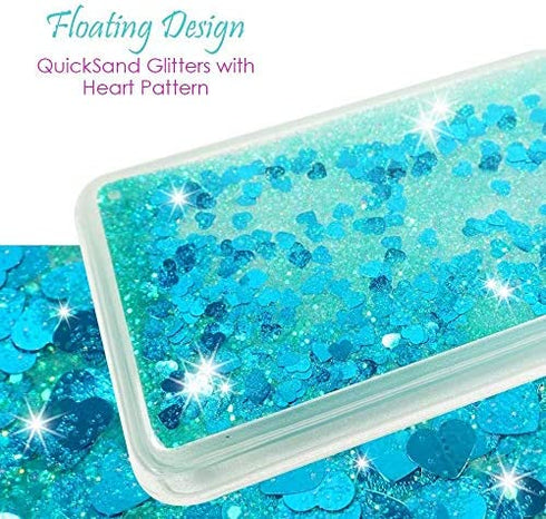 ZASE Samsung Galaxy A12 Clear Case Liquid Glitter Sparkle Bling Compatible w/Galaxy A12 6.5 inch 2021 Cute Girls Women Protective Flexible Cover Floating Quicksand w/Phone Ring Stand (Teal Blue)