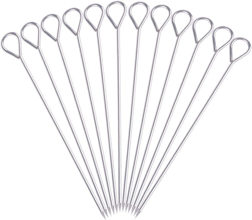 HONSHEN 8 Inch Stainless Steel Skewers,Roast goose needle Barbecue Skewers, BBQ Skewers, Shish Kebab Kabob Skewers 12 pcs