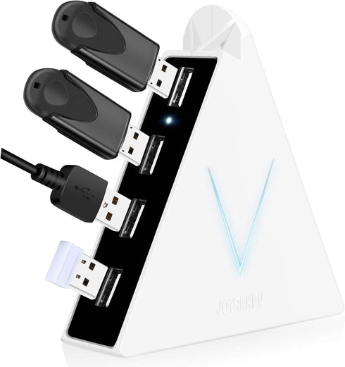 JoyReken 4-Port USB 3.0 Hub, FlyingVHUB Vertical Data USB Hub with 2 ft Extended Cable, for Mac, PC, Xbox One, PS4, PS5, iMac, Surface Pro, XPS, Laptop, Desktop, Flash Drive, Mobile HDD(Pink)