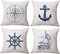 ULOVE LOVE YOURSELF Coastal Sailing Throw Pillow Case Blue Compass/Anchor/Sailboat/Navigation Pattern Ocean Theme Cushion Covers Nautical Beach Decorative Pillowcases 18—18 Inch,4Pack