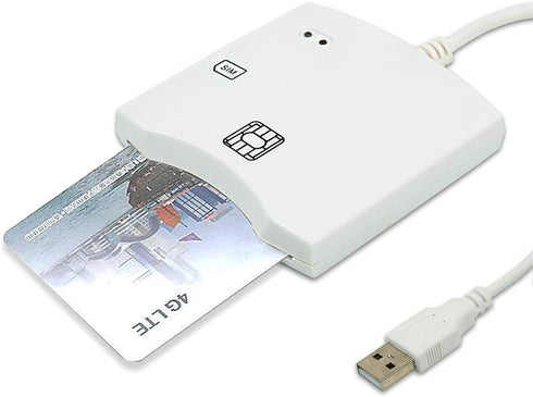 EMV SIM eID Smart Chip Card Reader Writer Programmer #N68 DOD Military USB Common Access CAC Smart Card Reader + SDK Kit, Compatible Windows (White)