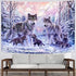 KYKU Snow Wolf Tapestry Pink Family Wolves Tapestry Wall Hanging Wild Animal Tapestries for Bedroom Living Room Dorm Decor (W59.1 × H51.2, Pink)