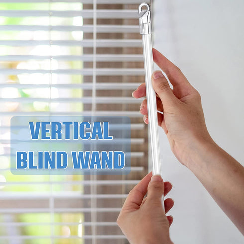 17 Inches Blind Wand Vertical Blinds Replacement Parts Blind Opener Accessory Vertical Wand Control Handle Stick Clear Window Blind Wand Replacement with Hooks and Grips Rod (2 Sets)