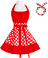 Vintage Cute Women Cotton Cooking Plus Size Retro Bib Kitchen Apron with Extra Ties & Pockets 22×30 inch