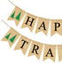 Amosfun HAPPY TRAILS Garland Swallowtail Banner Linen Flag Baby Birthday Decorative Bunting Supplies Party Garland for Festival Decorations