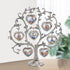LASODY Antique Silver Family Tree With 7 Hanging Picture Frames,Metal Table Top Photo Frame Decoration