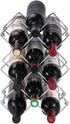Buruis Countertop Wine Rack - 10 Bottle Wine Holder for Red White Wine Storage - Freestanding Metal Wine Rack - Small Tabletop Wine Rack - Modern Wine Bottle Holder - Silver