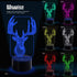 Elk Deer 3D Optical Illusion Night Lights, 7 Color Variations, Smart Touch Button USB and Battery Power, Amazing Creative Art Design for Children's 3192