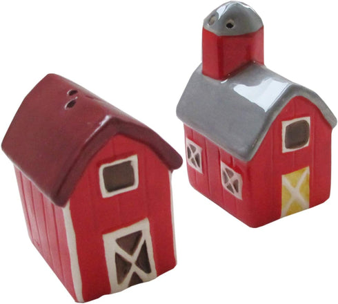 American Atelier Farm House Salt & Pepper Shakers Ceramic Container Hostess or Host Gift Idea for Any Special Occasion, Housewarming or Birthday, Red, (7205-SP-A)