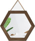 Emfogo Decorative Rustic Wall Mirror with 14 inch Hexagon Wood Framed Mirror for Bathroom,Bedroom,Over Door ,Farmhouse,Vanity, Living Room,Entryway Wall Decor