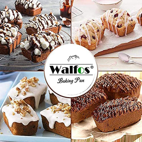 Walfos Silicone Mini Loaf Pan, Non-Stick Mini Bread Pan, 9 Cavity Silicone Bread Baking Mold, Perfect for Mini Loaf Cake and Bread, Meatloaf, Food Grade and BPA Free