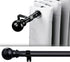 1 Inch Adjustable Curtain Rod Set-Black Curtain Rods for Windows 34 to 68"- Sturdy Single Drapery Rod for Sliding Door, Bedroom, Kitchen,Living Room (With 2 Brackets)