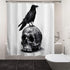 HIYOO Halloween Skull Raven Shower Curtain with Hooks, Horror Scary Skeleton Hallowmas Bathroom Art Decor Bathtub Black and White Shower Curtains, Waterproof Fabric - Mysterious Bird 60" W x 72" L
