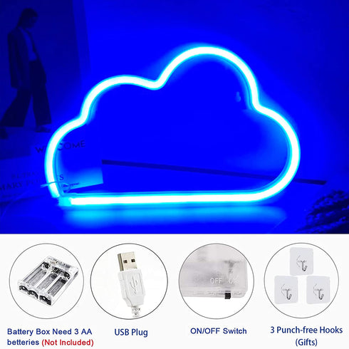 Werfeito 2 Pack Cloud Planet Neon Signs Neon Lights for Wall Decor, USB or Battery Operated LED Neon Sign for Bedroom, Decorative Neon Light Sign for Bar, Living Room, Christmas, Birthday, Wedding