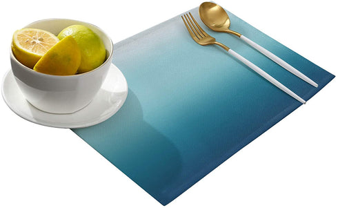 Placemats Set of 6 for Kitchen Dinning Table Heat Stain Resistant Blue Gradient Non-Slip Washable Table Mat Sets for Party, Wedding, Fmaily Dinner, Easy to Clean