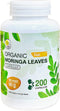Organic Moringa 200 Capsules 100% Pure Leaves Powder Greens Powder Vegetable Capsules