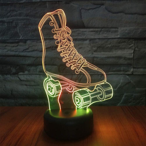 HIPIYA Roller Skate LED 3D Illusion Night Light USB Wheel Skating Shoes Lamp Birthday Gift for Teen Boy Girl Kid Teenager Adult Women Sports Bedroom Decoration Room Decor (Shoes)