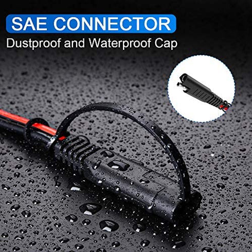 Electop 15Feet SAE to SAE Extension Cable, Quick Connect Disconnect SAE Power Connector Cable Wire Harness 14AWG with Dust Cap for Automotive RV Motorcycle Solar Panel SAE Plug Battery Charging Cable