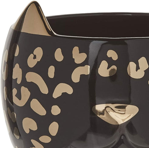 Pinky Up Chloe Leopard Cat Mug, 12 Oz Coffee Cup, Tea Kettle Accessory, Ceramic Black with Metallic Leopard Finish
