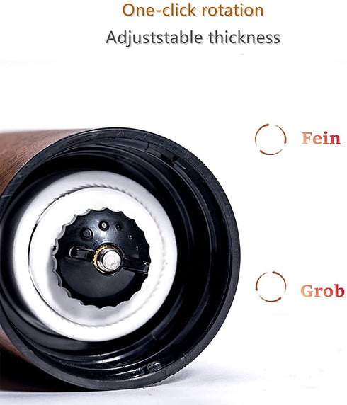 Manual Coffee Grinder-YIUYIUPI Stainless Steel Grinder is Easy to Carry and Coffee Powder of the Thickness can be Adjusted, Suitable for Office, Home Kitchen and Camping (Reddish brown)