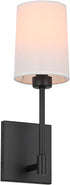 XiNBEi Lighting Bedroom Wall Lamp, Modern 1 Light Black Wall Mounted Sconce Light with Fabric Shade for Bedside & Living Room XB-W1215-1-MB