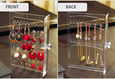 MANO Acrylic Jewelry Organizer Clear Earring Jewelry Box Organizer for Kids Women Men - Earring Holder Jewelry Storage Trays Drawer Stand Case for Ring Bracelet Necklace