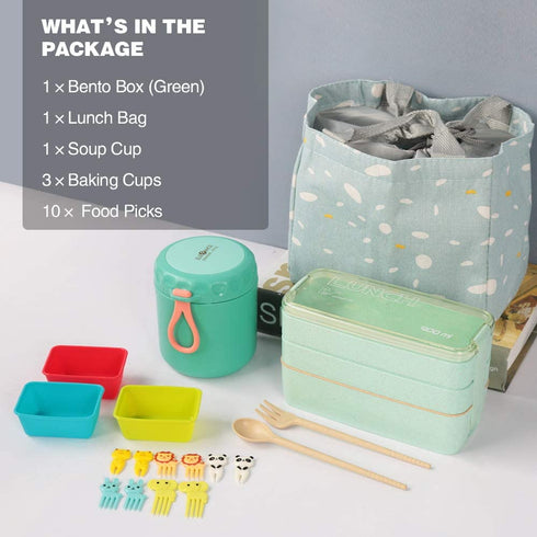 Ozazuco Bento Box Japanese Lunch Box,3-In-1 Compartment - Wheat Straw, Leakproof Eco-Friendly Bento Lunch Box Meal Prep Containers for Kids & Adults?14pcs?beige?