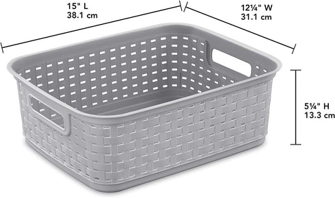Sterilite 12726A06 Short Weave Basket, Cement, 6-Pack