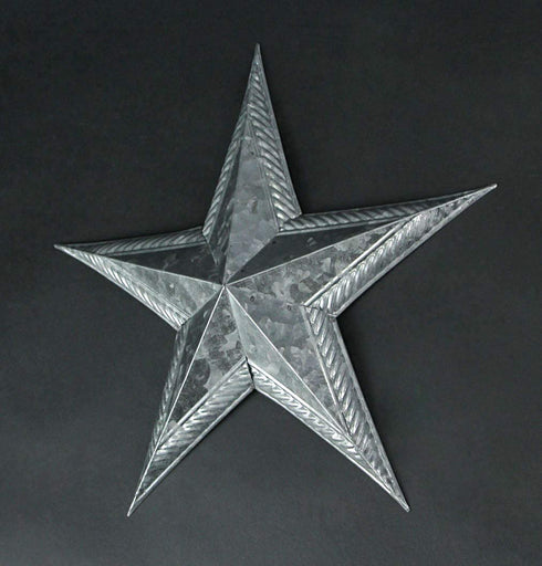 Zeckos Indoor/Outdoor Tooled Edge 12 inch Galvanized Finish Metal Wall Mounted Star