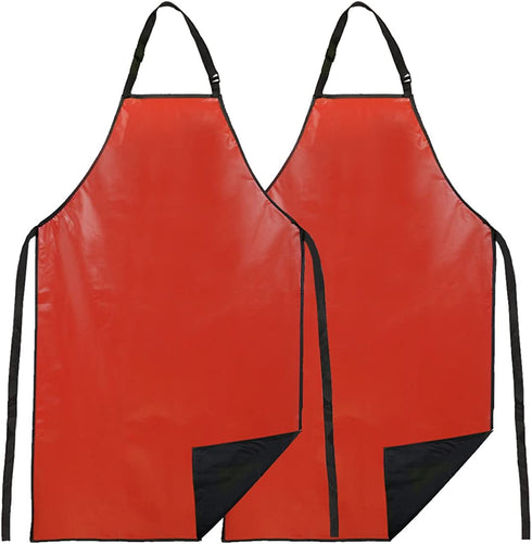 kilofly 2pc Vinyl Extra Long 43" Adjustable Waist Neck Ties Waterproof Apron
