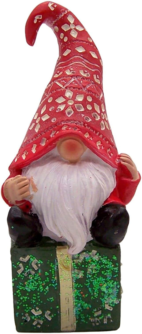 Festive Holiday Sitting Gnome Figurines, Christmas Decoration, 3 Assorted, 5 Inches
