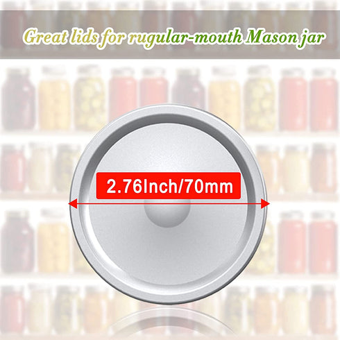 Regular Mouth Canning Lids, 128 Count Split Type Mason Jar Lids for Ball, Kerr Jars, Food Grade Material, Silver/70MM