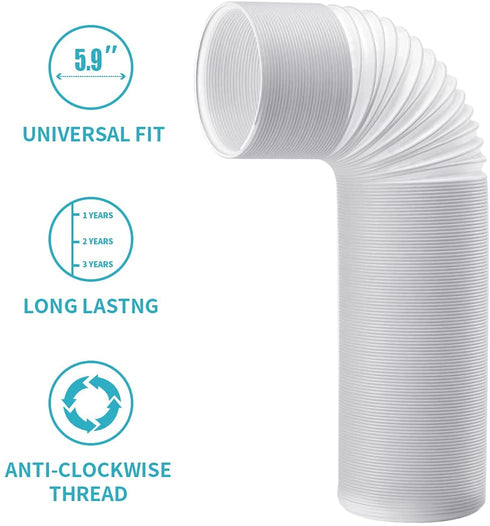 Zomia Portable Air Conditioner Hose 5.9 Inch Diameter 80" Length, AC Exhaust Hose Anti-Clockwise Thread Air Conditioner Parts Compatible with Haier, LG, Delonghi and More