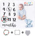 sunvito Baby Milestone Blanket Large Baby Monthly Blanket for Baby Boy Girl Newborn Soft Flannel Baby Swaddle Blanket Elephant Blanket First Year Calendar Growth Chart with Wreath Frame 47''x40''