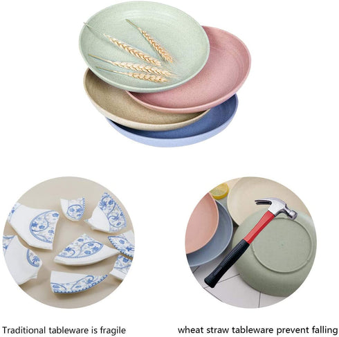 shopwithgreen Lightweight Wheat Straw Plates - 4 Pack 7.87'' Unbreakable Dinner Plates, Dishwasher & Microwave Safe, BPA free, for Kids, Toddler & Adults