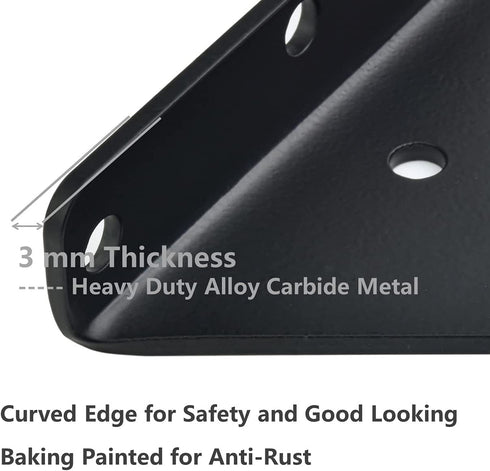 Halyuhn Floating Triangle Brackets 4 Pcs for Small Floating Wood Shelves, 4 x 3 inches Wall Triangle Shelf Brackets with 2 inches Anchor Screws, Black Carbide Metal Brackets Set for Wood Shelf