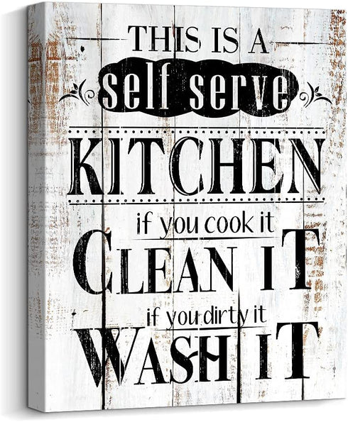 Creoate Kitchen Rules Wall Art, Funny Sayings for Kitchen Decor Modern Giclee Canvas Print Artwork Rustic Farmhouse Home Wall Decor for Dining Room€¦