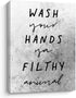 Bathroom Rules Canvas Print Wall Art, Wash Your Hands Ya Filthy Animal Sign,12 X 15 Inch Farmhouse Home Wall Decor for Toilet Restroom€¦