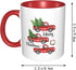 Red Christmas Coffee Truck Mug Cup for Home Office 11 Oz, Cute Funny Funky Flat Bottom Ceramic Mug Holiday Gifts for Women Men