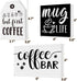 Coffee Bar Tiered Tray Decor Signs Set of 3, 3D Raised Wood Block with Buffalo Plaid Farmhouse Home Kitchen Coffee Decorations for Tray, Coffee Bar, Coffee Station, Shelf, Mantel (Tray Not Included)