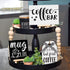 Coffee Bar Tiered Tray Decor Signs Set of 3, 3D Raised Wood Block with Buffalo Plaid Farmhouse Home Kitchen Coffee Decorations for Tray, Coffee Bar, Coffee Station, Shelf, Mantel (Tray Not Included)