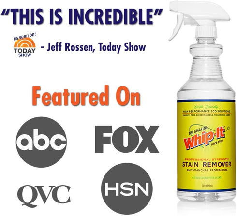 Amazing Whip It Cleaner, Multi Purpose Stain Remover Professional Strength Spray, Plant Based Enzyme Cleaner, Over 500 Different Uses, Made in the USA, 32 oz