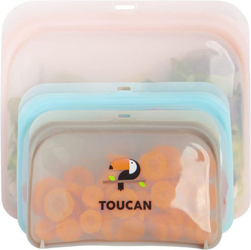 Food grade Silicone Storage Bags 5 pcs Leakproof Reusable Storage Bag set Sandwich Bag and Cooking Bag Snack Bags Dishwasher Oven and Microwave Safe Silicone Containers