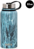 MIRA 32 Oz Stainless Steel Vacuum Insulated Wide Mouth Water Bottle - Thermos Keeps Cold for 24 hours, Hot for 12 hours - Double Wall Hydro Travel Flask - Blue Granite