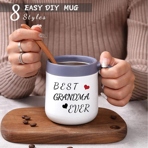 WUJOMZ Gift for Mom and Women, Best Mom Ever Coffee Mug, Insulated Travel Tea Mug with Handle and Lid, Mom Mug for Christmas Mothers Day Gifts from Daughter/ Son (Best Grandma Ever Mug)